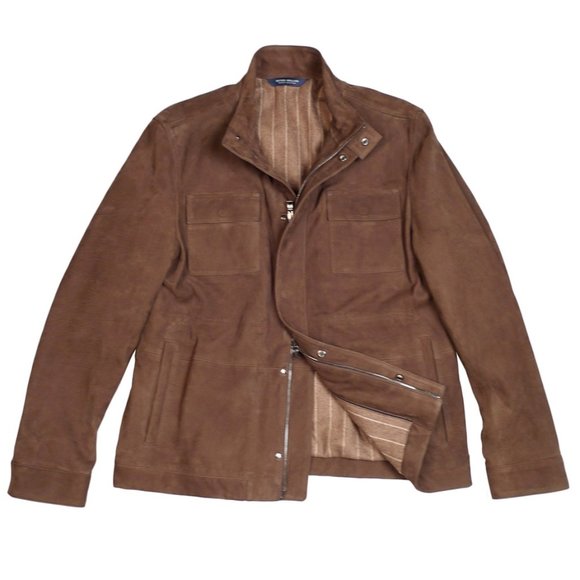 NWT Peter Millar Calfskin Crown Crafted Leather Bomber Jacket/ Large